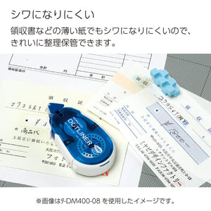KOKUYO Glue Tape for Scrapbooking, 52.5 Ft x 0.33 in Double Sided Tape Roller for Crafts, Blue Dot Pattern Tape Runner, Adhesive Scrapbook Supplies. Japan Import (TA-DM400-08)