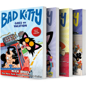 Bad Kitty Graphic Novel Series 4 Books Set by Nick Bruel – Bad Kitty Goes On Vacation, Bad Kitty Gets a Phone, Bad Kitty: Supercat, and Bad Kitty Makes a Movie