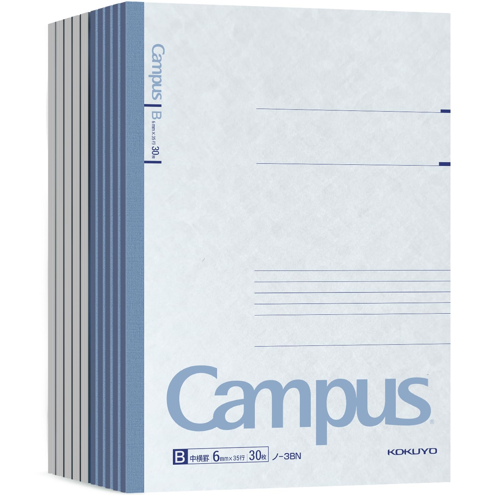 KOKUYO Campus Composition Notebook, 7 x 10 inch Lined Notebooks with 30 Sheets 6mm Ruled Paper, 10 Pack B5 Blue Notebook for School and Work, School Supplies Comp Book for Journal Diary, Japan Import