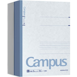 KOKUYO Campus Composition Notebook, 7 x 10 inch Lined Notebooks with 30 Sheets 6mm Ruled Paper, 10 Pack B5 Blue Notebook for School and Work, School Supplies Comp Book for Journal Diary, Japan Import