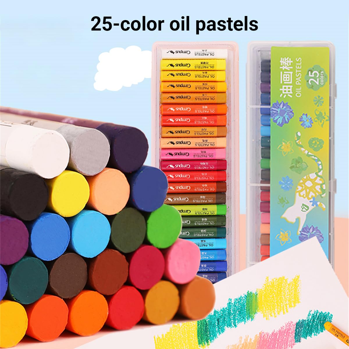 KOKUYO Soft Oil Pastels Set, 25 Colors Oil Pastels for Artists Beginners Adults Teachers - Vibrant Oil Pastel Crayons for Art Painting & Drawing, Blending, Layering, Shading