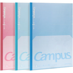 KOKUYO Composition Notebooks, 7" x 10" Kimochii Lined Notebook, 30 Sheets 6mm Dot Ruled Paper, 3 Pack B5 Notebook for School, School Supplies Comp Book for Note Taking, Green Pink Blue, Japan Import