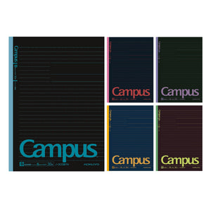 KOKUYO Composition Notebooks, 5 Pack Campus Semi-B5 Comp Book with Dot B 6mm Ruled, 30 Sheets, School Lined Notebook in Black, Journal Notebook for Women Work Study Note Taking. (NO-3CDBTNX5)