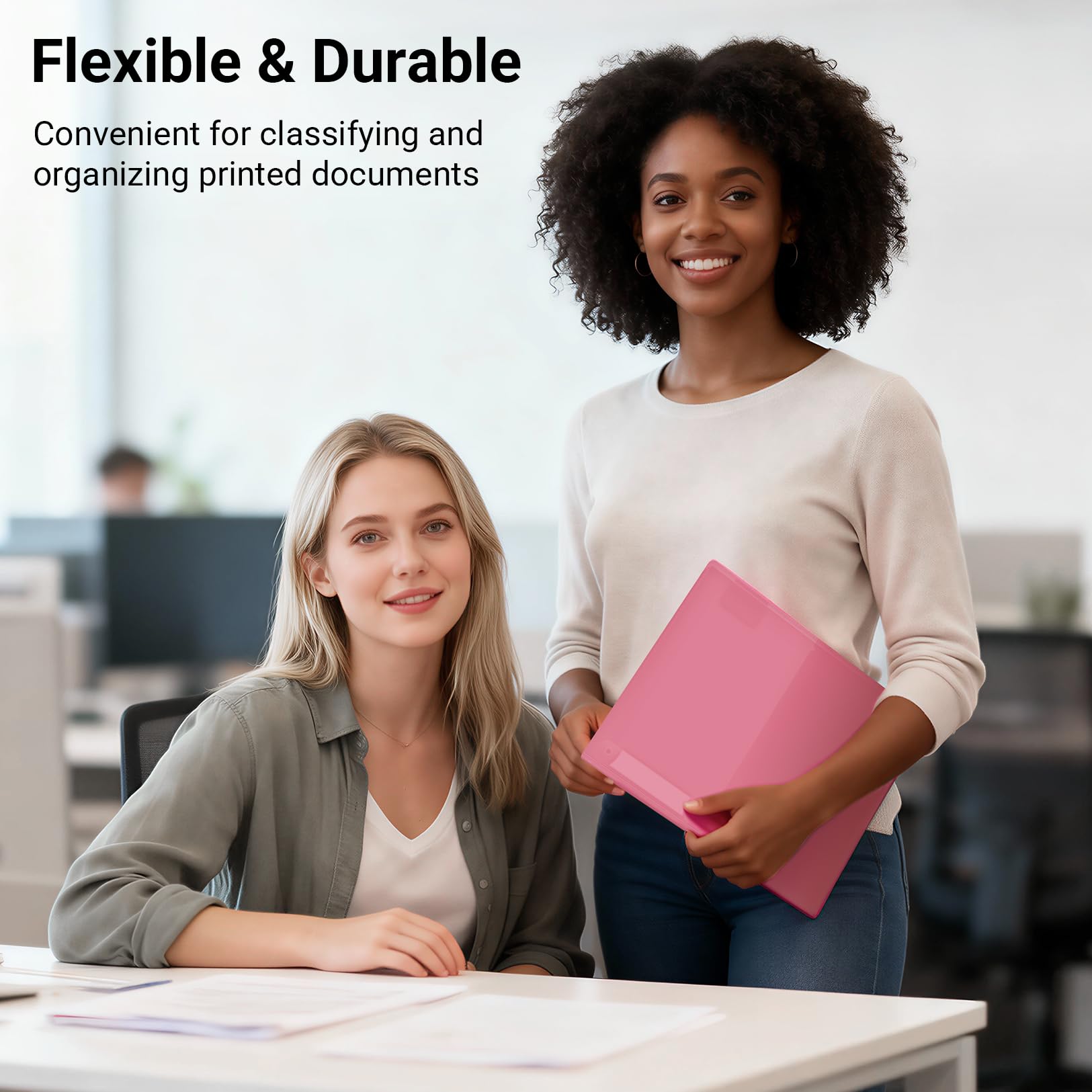 Kokuyo Portfolio Folder with Pockets Folder for Paper Organization,Heavy Duty Pocket Fits US Letter & A4，Flip & Write Surface,Dual-Purpose Clip & Pocket Design(FU-CEH755Y)