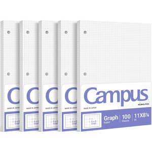 KOKUYO 5x5 Graph Paper, 8.25x11 Inches, 500 Sheets Loose Leaf Paper, Smooth Writing Surface, Bleed Resistant Filler Paper for Math, Engineering, Art Projects. Japan Import (WSG-NO-887G2x5)