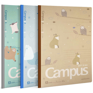 KOKUYO Composition Notebooks, 3 Pack Campus B5 Comp Book with Dotted College Ruled, 40 Sheets, School Lined Notebook in Mofu Animal, Cute Journal for Women Girls Work Study Note Taking Japan Import