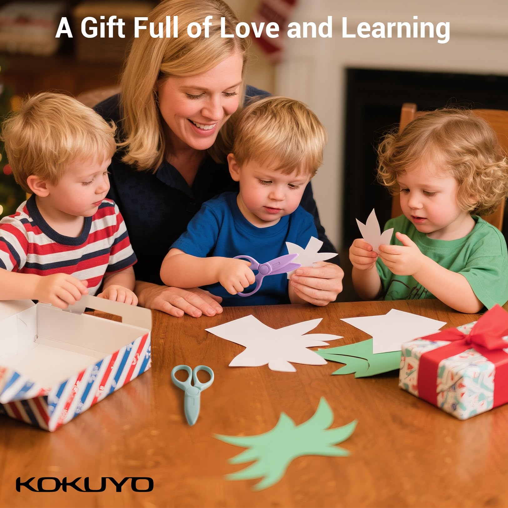 Kokuyo Toddler Safety Scissors, 2 Pack ABS Child-Safe Preschool Training Kids Scissors & Practice Sheets Paper Cutting, Ergonomic Blunt Tips, Early Childhood Craft Supplies for 2-4 Years, Japan Import