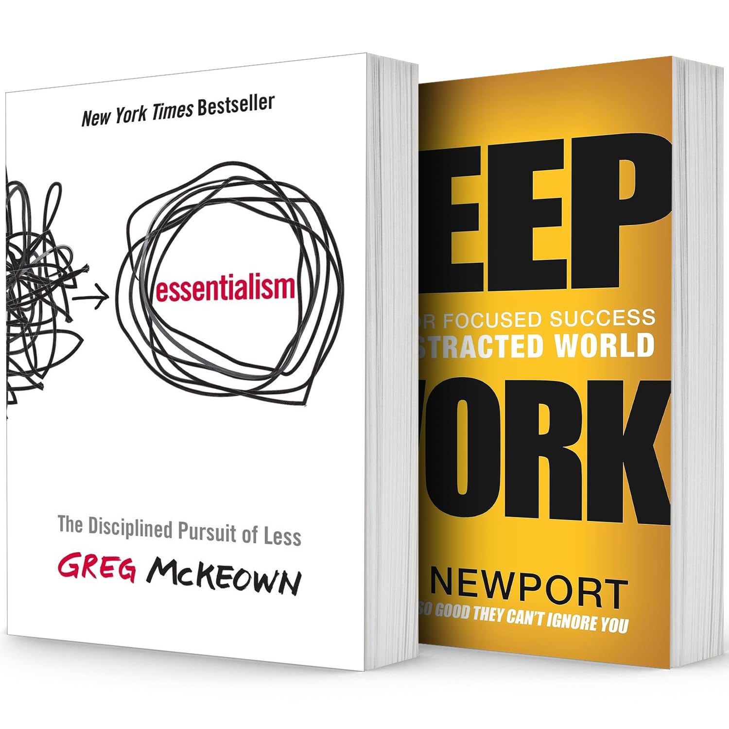 Essentialism: The Disciplined Pursuit of Less & Deep Work: Rules for Focused Success in a Distracted World, Essentialism & Deep Work 2-Book Set by Greg McKeown and Cal Newport