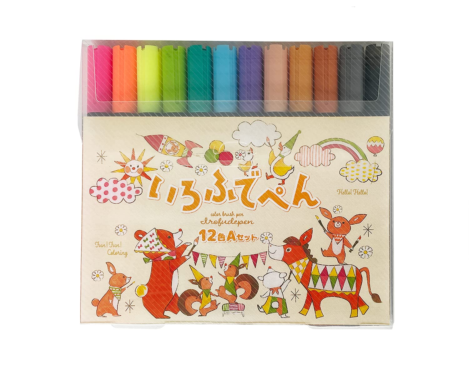 Kokuyo KE-AC34-12A Irofude Pen, 12 Colors, A Set, Water-based Blush Pen