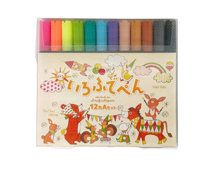 Kokuyo KE-AC34-12A Irofude Pen, 12 Colors, A Set, Water-based Blush Pen