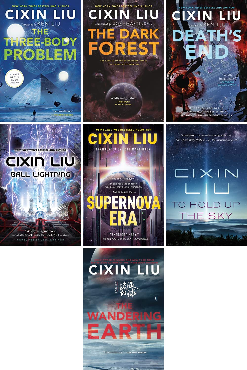 Cixin Liu's Science Fiction 7-book Collection Set (Three-Body Problem, Dark Forest, Death's End, Ball Lightning, Supernova Era, To Hold Up The Sky, Wandering Earth)