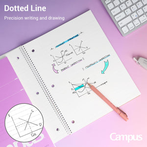 KOKUYO Spiral Notebook, 3 Pack Campus 10-1/2" x 8" Subject Notebooks with Wide Ruled, 80 Sheets, Purple Orange Turquoise 3 Holes School Spiral Journal for Work Study Note Taking (WSG-SU-400G3×3)