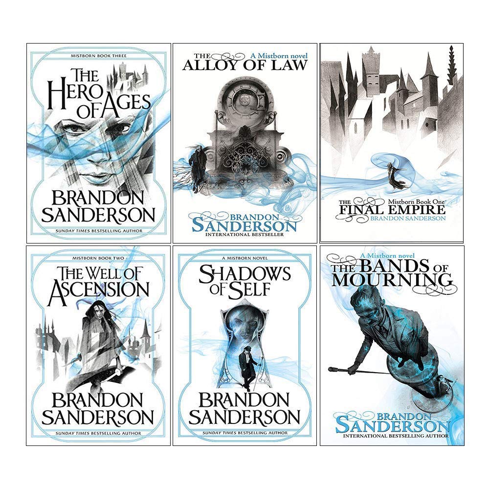 Mistborn 6 Books Collection Set by Brandon Sanderson (Final Empire, Well of Ascension, Hero of Ages, Band of Mourning, Alloy of Law & Shadows of Self)