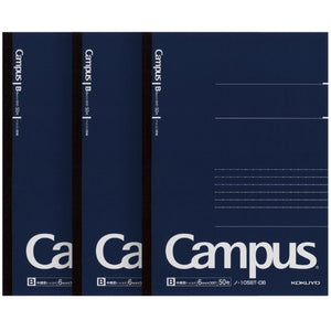 KOKUYO Campus Notebook, Business Type, Dot B 6mm Ruled, Semi-B5, 50 Sheets, 37 Lines, Navy Cover, Pack of 3, Japan Import (NO-5BT-DB)