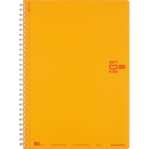KOKUYO Spiral Lined Notebook, 10'' x 7'' Pastel Journal B5 Soft Ring Notebooks with Dot 6 mm Ruled, 80 Sheets, Orange 1 Subject Notebook, Note Taking for School. Japan Import (SU-SV308BT-YR)
