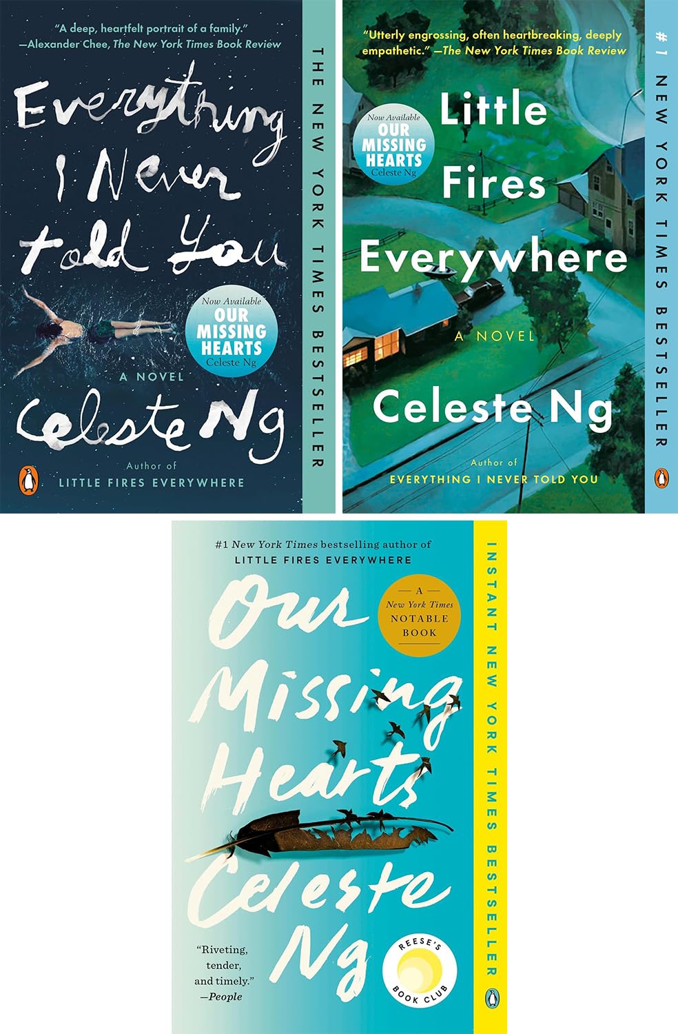 Everything I Never Told You, Little Fires Everywhere, Our Missing Hearts. Celeste Ng Bestselling Set of 3 Books.