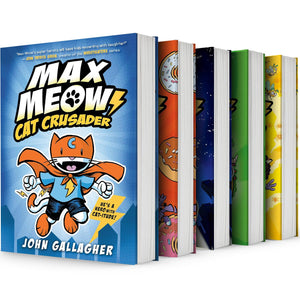 Max Meow Series 5 Books Collection Set by John Gallagher - Cat Crusader, Donuts and Danger,Pugs from Planet X, Taco Time Machine, Attack of the Zombees