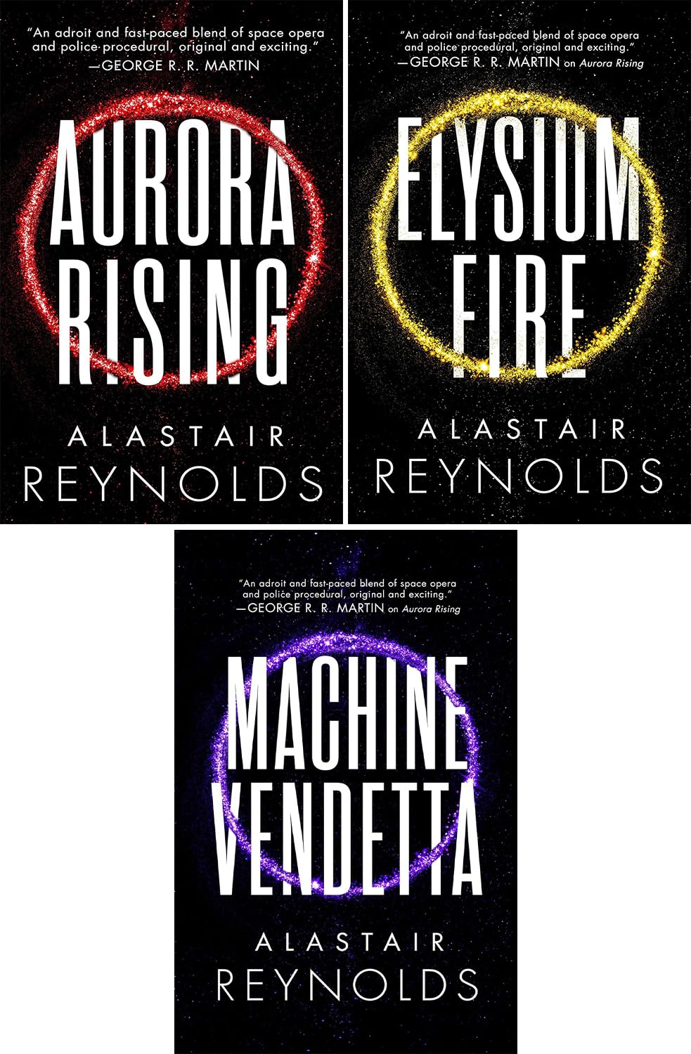 The Prefect Dreyfus Emergencies Series. Set of 3 Books. Aurora Rising, Elysium Fire, Machine Vendetta.