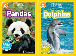National Geographic Kids Readers Level 2 Series, Collection Set of 10 Books. Volcanoes, Mummies, Planets, Penguins, Sharks, Snakes, Rocks and Minerals, Wolves, Pandas, Dolphins