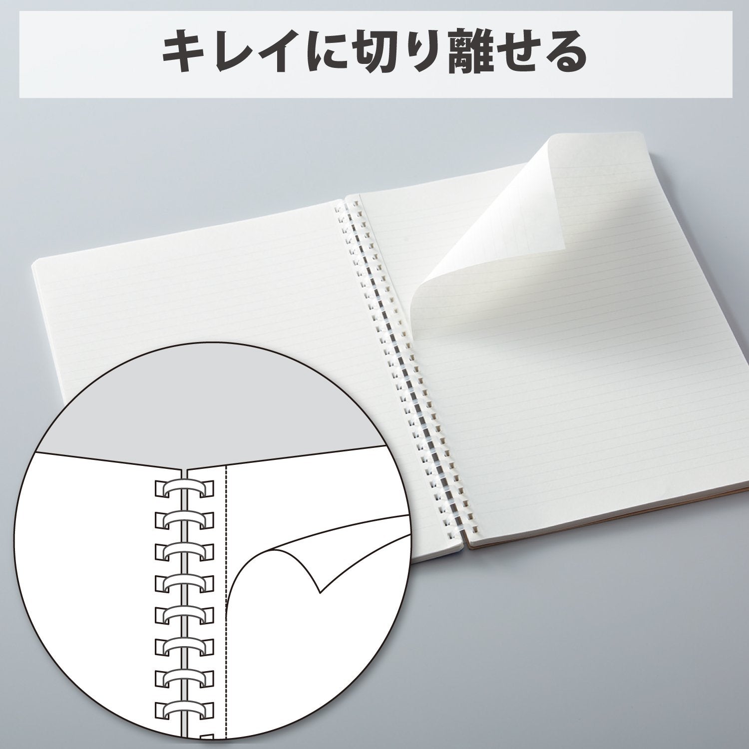 KOKUYO Spiral Lined Notebook, 8.3'' x 5.8'' Business Journal A5 Soft Ring Notebooks with A 6mm Ruled, 80 Perforated Sheets, Clear 1 Subject Notebook, Note Taking for Work. Japan Import (SU-SV538B-T)