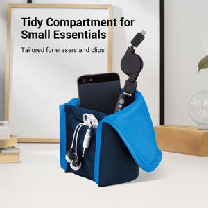 KOKUYO Pencil Case Pouch, Neo Critz Standing Pen Pouch Bag, Foldable Stand up Pencil Holder Organizer, Small Portable Pencil Box for School Office Supplies, Navy x Light Blue, Large Size (F-VBF181-2)