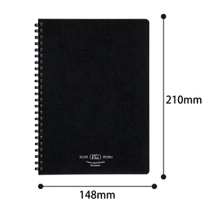 KOKUYO Spiral Lined Notebook, 8.3'' x 5.8'' Business Journal A5 Soft Ring Notebooks with 7 mm Ruled, 80 Perforated Sheets, Black 1 Subject Notebook, Note Taking for Work. Japan Import (SU-SV638A-D)