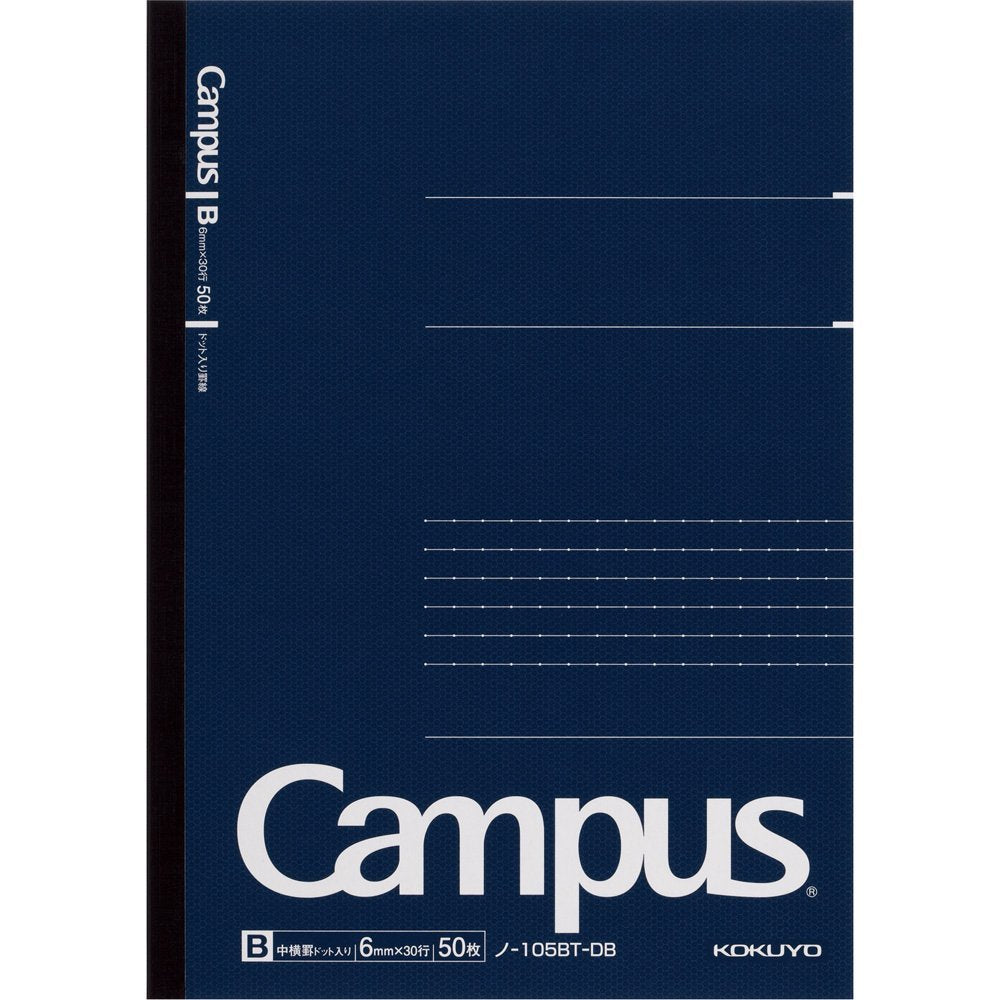 KOKUYO Campus Notebook, Business Type, Dot B 6mm Ruled, A5, 50 Sheets, 30 Lines, Navy Cover, Japan Import (NO-105BT-DB)