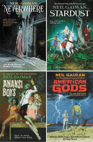 Neil Gaiman 4 Books Collection Set (Neverwhere, Stardust, Anansi Boys, American Gods)