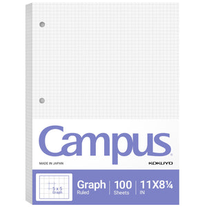 KOKUYO 5x5 Graph Paper, Loose Leaf Paper 8.25"x11", 100 Sheets, Smooth Writing Surface, Bleed Resistant Filler Paper for Math, Engineering, Art Projects. Japan Import (WSG-NO-887G2)