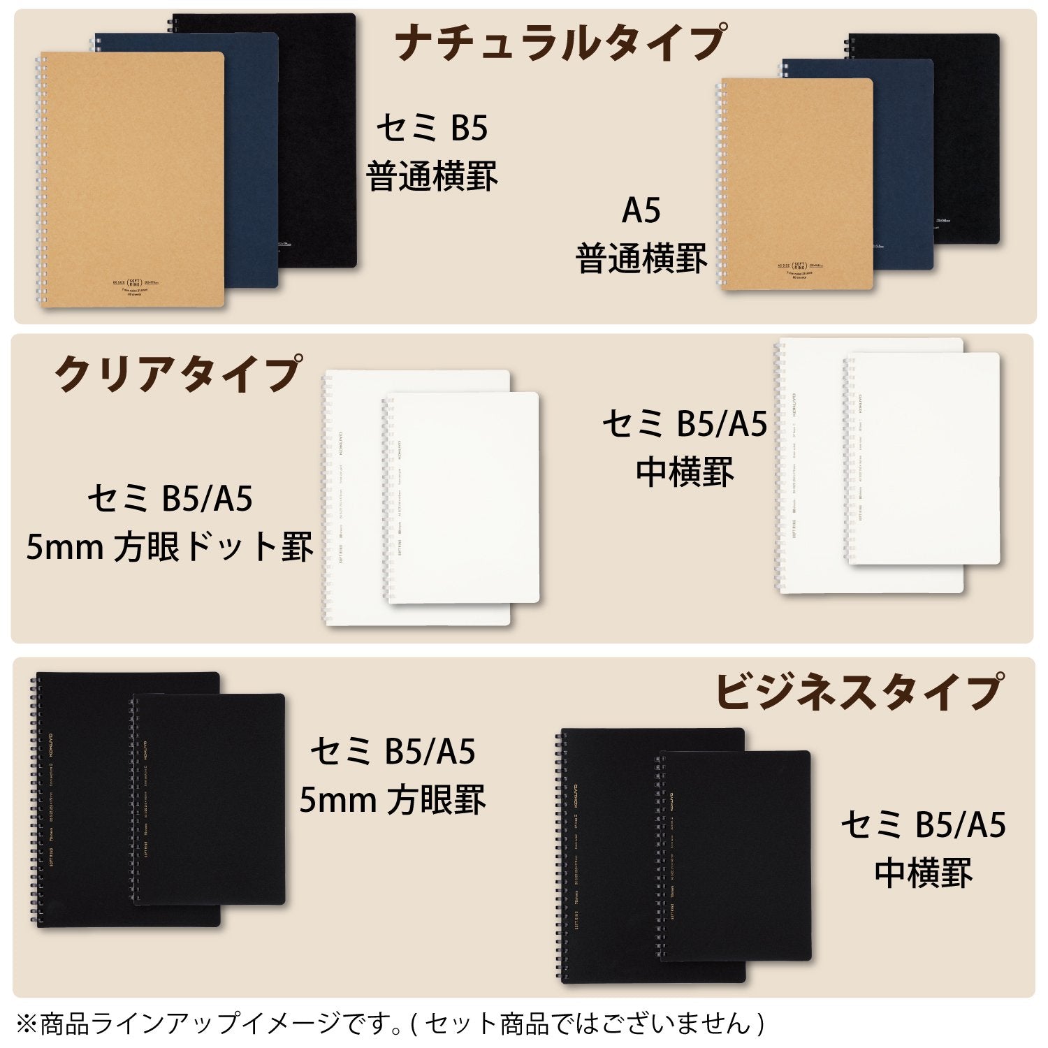 KOKUYO Spiral Lined Notebook, 8.3'' x 5.8'' Business Journal A5 Soft Ring Notebooks with A 6mm Ruled, 80 Perforated Sheets, Clear 1 Subject Notebook, Note Taking for Work. Japan Import (SU-SV538B-T)