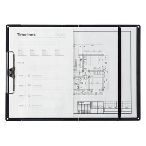 Kokuyo Clipboard, A3 or A4 Clip Holder for Organizing Files, 12.5 x 17.5 inch Foldable File Holder for Construction Documents with Storage Pocket. Black, Japan Import (Joha-WR50ND)