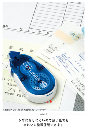 KOKUYO Glue Tape Set for Scrapbooking, 52.5 ft x 0.33 in Double Sided Tape Roller and Extra Refill for Crafts, Blue Dot Pattern Tape Runner, Adhesive Scrapbook Supplies. Japan Import