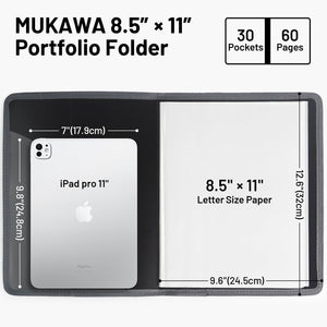 Mukawa 1 Pack 30-Pocket Binder, 8.5x11 (Black) Size Portfolio Folder with Clear Sleeves, Display 60 Pages,Presentation Folder, Art Portfolio Folder & Document Organizer For School& Office