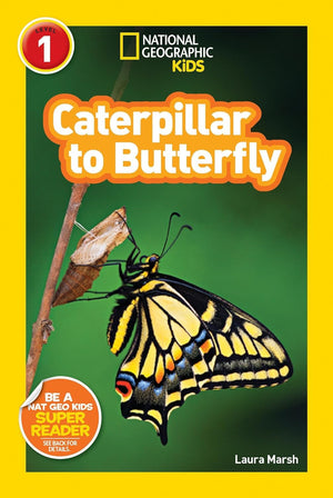 National Geographic Kids Readers, 6 Books Set, Caterpil-lar to Butterfly, Tigers, Lizards, Wolves, Volcanoes, Sharks, Level 1-2