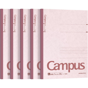KOKUYO Campus Composition Notebook, 7 x 10 inch Lined Notebooks with 30 Sheets 7mm Ruled Paper, 5 Pack B5 Pink Notebook for School and Work, School Supplies Comp Book for Journal Diary, Japan Import