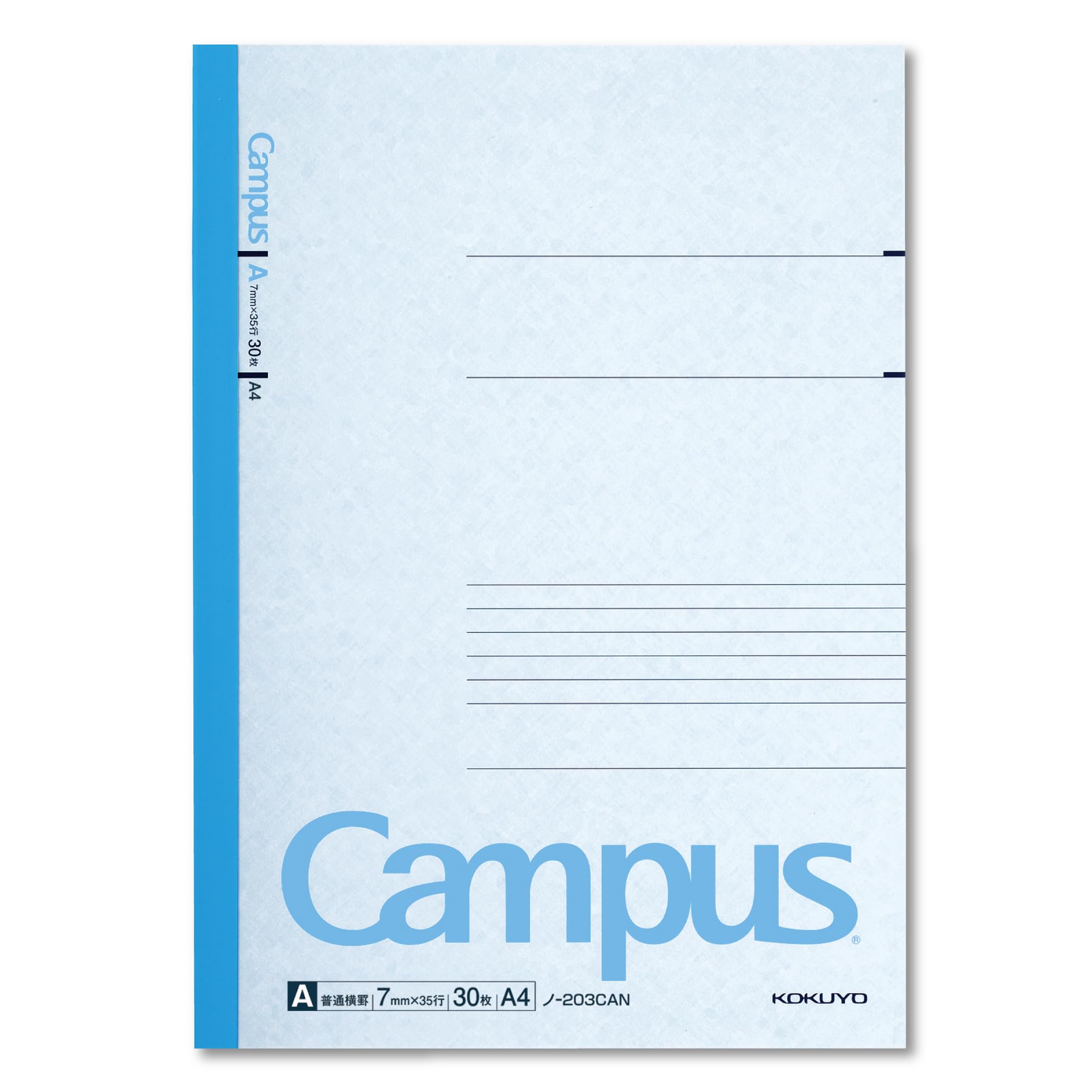 KOKUYO Campus Notebook, A 7mm(0.28in) Ruled, A4, 30 Sheets, 35 Lines, Pack of 5, 5 Colors, Japan Improt (NO-203CAX5)