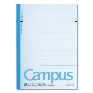 KOKUYO Campus Notebook, A 7mm(0.28in) Ruled, A4, 30 Sheets, 35 Lines, Pack of 5, 5 Colors, Japan Improt (NO-203CAX5)