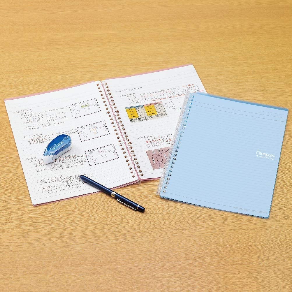 Kokuyo Campus Smart Ring Binder, A5 Light Blue Refillable Binder Notebook 20 Holes with 10 Extra Loose-Leaf Paper, Up to 25 Filler Papers for Work & Study, Japan Import (RU-SP130LB)