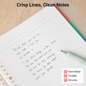 KOKUYO 5 Subject Spiral Notebook, Campus B5 Refillable Journal with 5 Tab Dividers, 100 Sheets in 5mm Ruled Loose Leaf Paper, Yellow Green, Japan Import (RU-P333NYG & NO-836C)