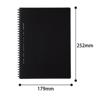 KOKUYO Spiral Lined Notebook, 10'' x 7'' Business Journal B5 Soft Ring Notebooks with A 6mm Ruled, 70 Perforated Sheets, Black 1 Subject Notebook, Note Taking for Work. Japan Import (SU-SV407B-D)