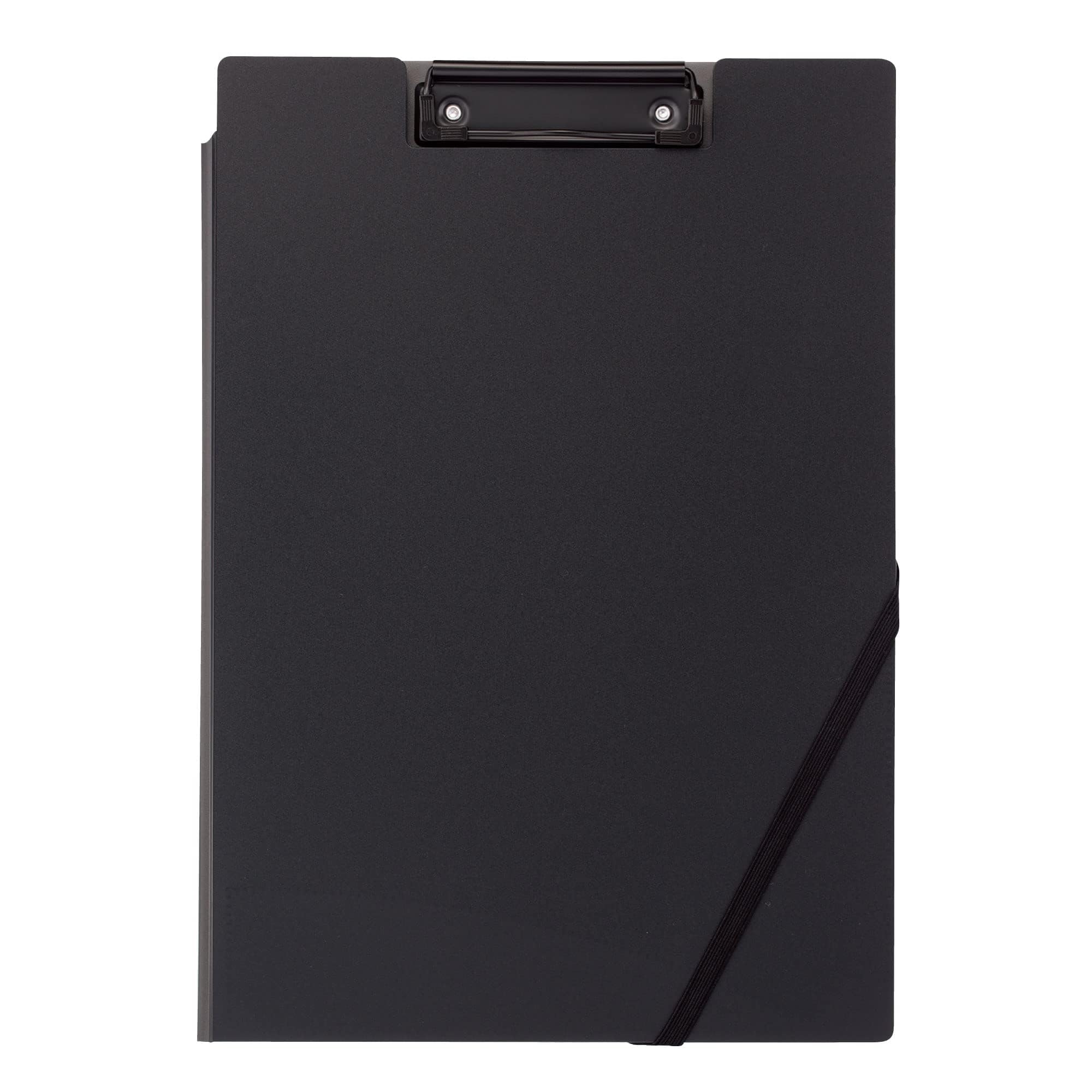 Kokuyo Clipboard Folder, Black A4 Foldable Clipboard Folio with Clip. 360 Degree Binder Clipboard with Elastic Band, File Cover Work Folder Clipboards with Pen Slot. Japan Import (Joha-MC50D)