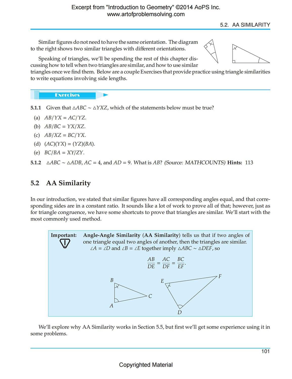 Art of Problem Solving (AoPS) Series, Introduction to Geometry 2 Books Set of Text and Solution by Richard Rusczyk