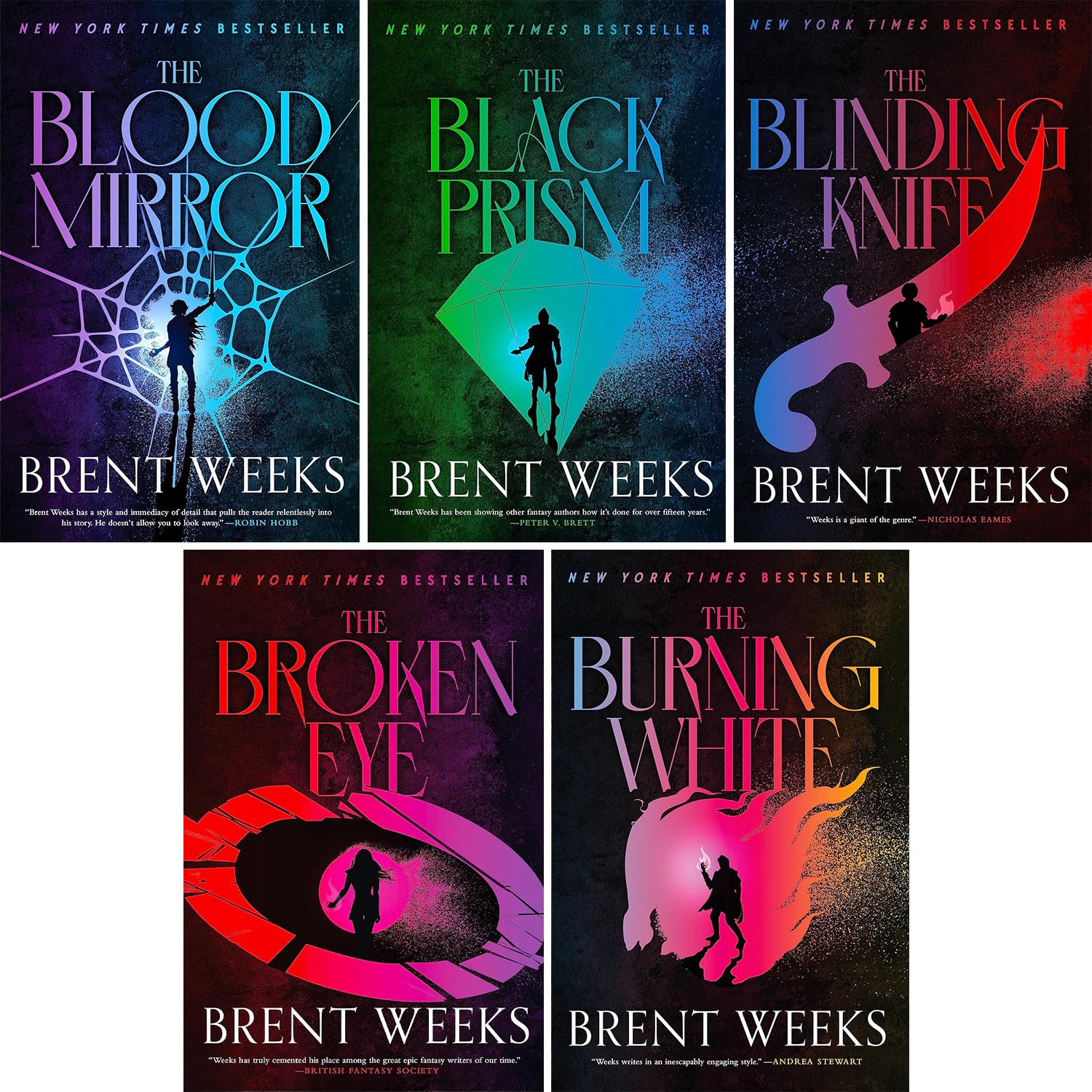 Brent Weeks 5 Books Collection Set (The Black Prism, The Blinding Knife, The Broken Eye, The Blood Mirror, The Burning White)
