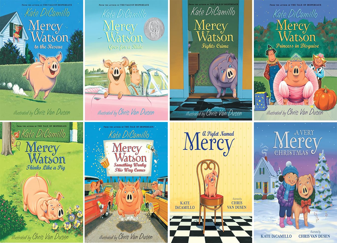 The Mercy Watson Series,8 Books Collection Set, Mercy Watson to the Rescue，Mercy Watson Goes for a Ride， Mercy Watson Fights Crime，Mercy Princess in ... A Very Mercy Christmas, by Kate DiCamillo
