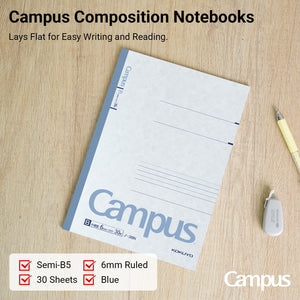KOKUYO Campus Composition Notebook, 7 x 10 inch Lined Notebooks with 30 Sheets 6mm Ruled Paper, 10 Pack B5 Pink Notebook for School and Work, School Supplies Comp Book for Journal Diary, Japan Import