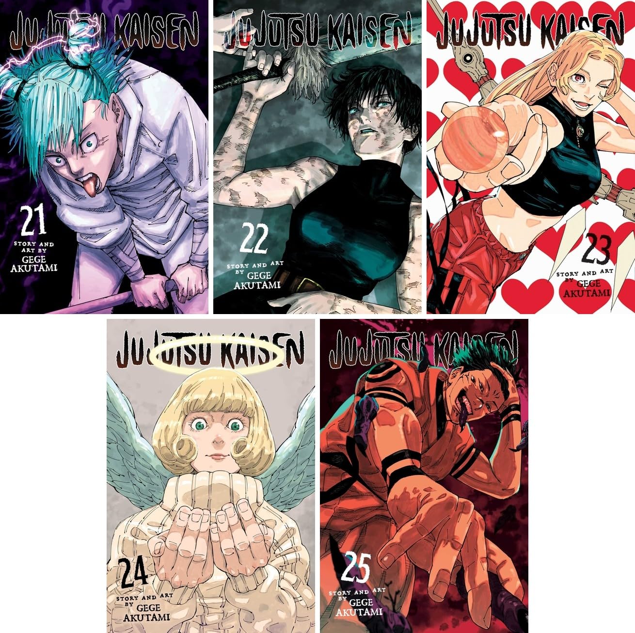 Jujutsu Kaisen Manga Series Vol. 21-25, 5 Books Collection Set by Gege Akutami