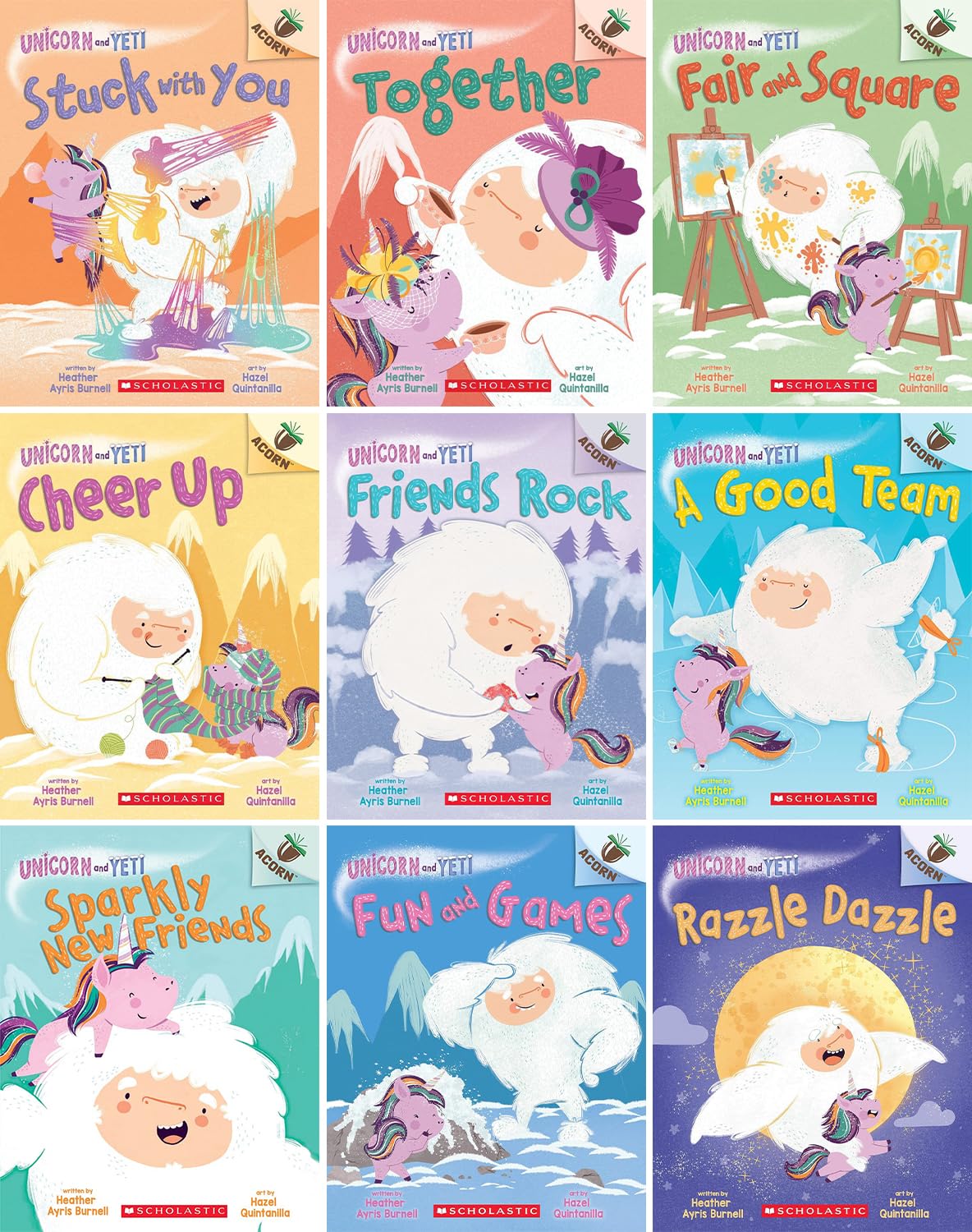 Unicorn and Yeti Volume 1-9, Collection 9 Books Set, Sparkly New Friends, A Good Team, Friends Rock, Cheer Up, Fair and Square, Together, Stuck with You, Fun and Games, Razzle Dazzle, An Acorn Book