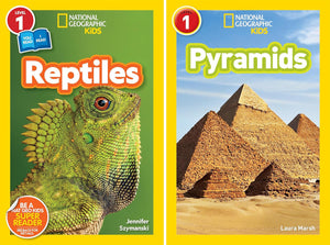 National Geographic Kids Readers Level 1 Series, Collection Set of 10 Books. Wild Cats, T. Rex, Reptiles, Pyramids, Here to There, Llamas, Hedgehogs, Goats, Day and Night, Animal Doctors