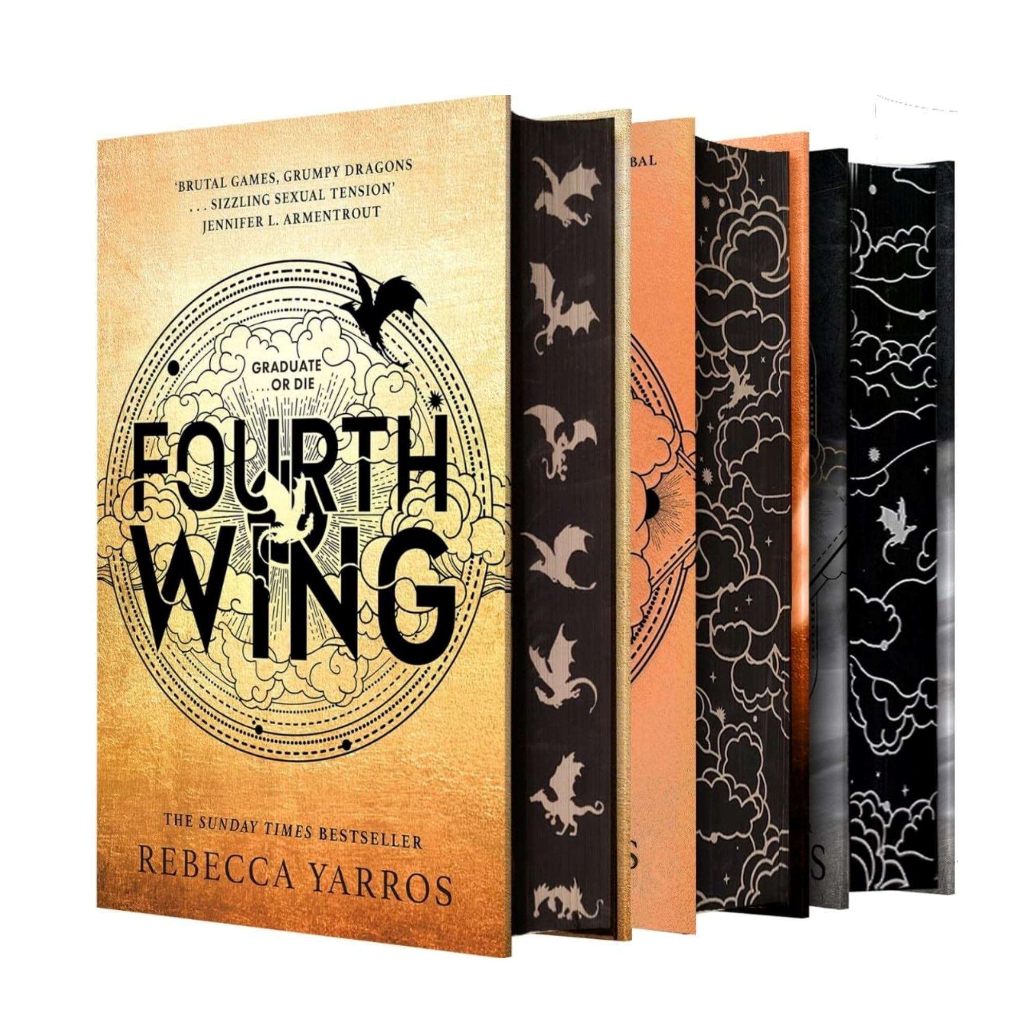 Empyrean Series by Rebecca Yarros – 3-Book Deluxe Hardcover Collection Set (Fourth Wing, Iron Flame & Onyx Storm) with Sprayed Edges