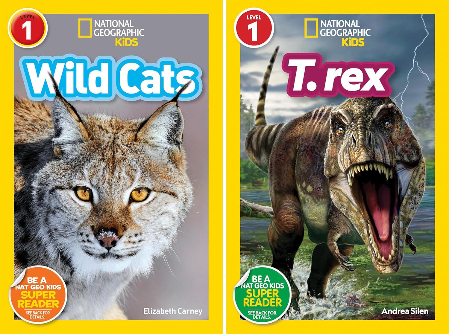 National Geographic Kids Readers Level 1 Series, Collection Set of 10 Books. Wild Cats, T. Rex, Reptiles, Pyramids, Here to There, Llamas, Hedgehogs, Goats, Day and Night, Animal Doctors